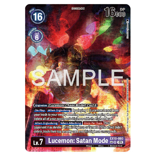 Lucemon: Satan Mode EX10-060B card from the Digimon set EX-10: Extra Booster Sinister Order