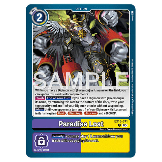 Paradise Lost EX10-071 card from the Digimon set EX-10: Extra Booster Sinister Order