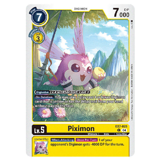 Piximon EX7-028 card from the Digimon set EX-07: Extra Booster Digimon Liberator