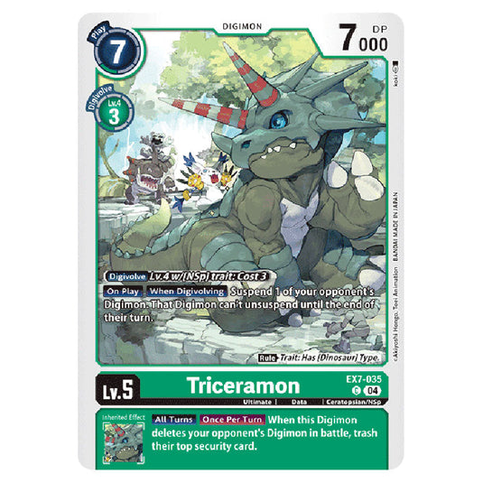 Triceramon EX7-035 card from the Digimon set EX-07: Extra Booster Digimon Liberator