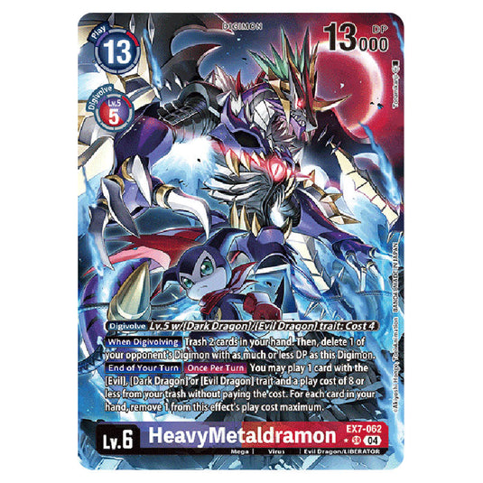 HeavyMetaldramon (Alternative Art) EX7-062A card from the Digimon set EX-07: Extra Booster Digimon Liberator