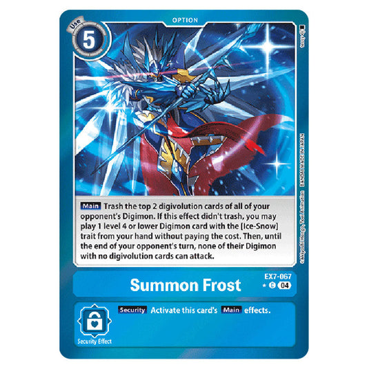 Summon Frost (Alternative Art) EX7-067A card from the Digimon set EX-07: Extra Booster Digimon Liberator