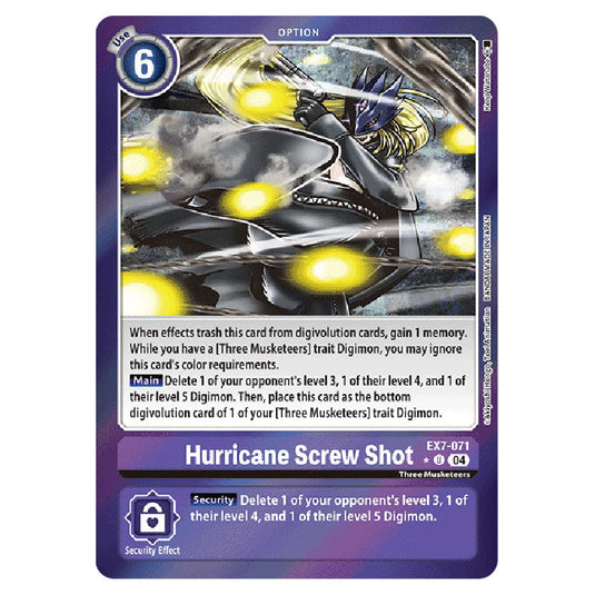 Hurricane Screw Shot (Alternative Art) EX7-071A card from the Digimon set EX-07: Extra Booster Digimon Liberator