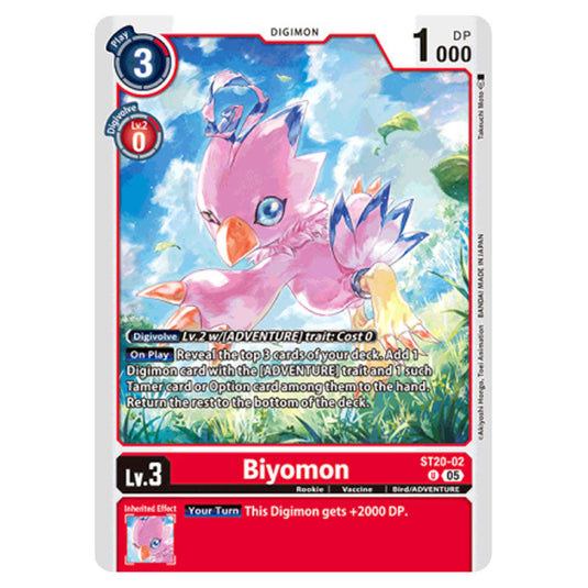 Biyomon ST20-02 card from the Digimon set ST-20: Starter Deck Protector of Light