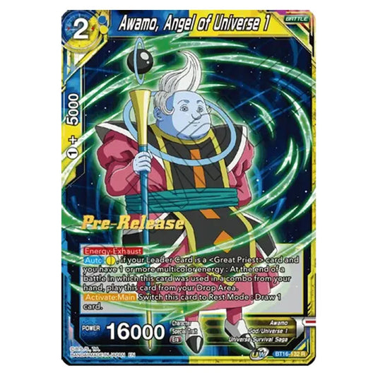 Dragon Ball Super - B16 - Realm Of The Gods - Pre-release - Awamo, Angel of Universe 1 - BT16-132 (Foil)