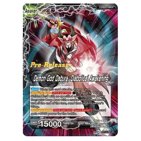 Dragon Ball Super - B16 - Realm Of The Gods - Pre-release - Demon God Dabura, Diabolical Awakening - BT16-098 (Foil)