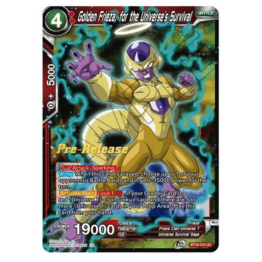 Dragon Ball Super - B16 - Realm Of The Gods - Pre-release - Golden Frieza, for the Universe's Survival - BT16-010 (Foil)