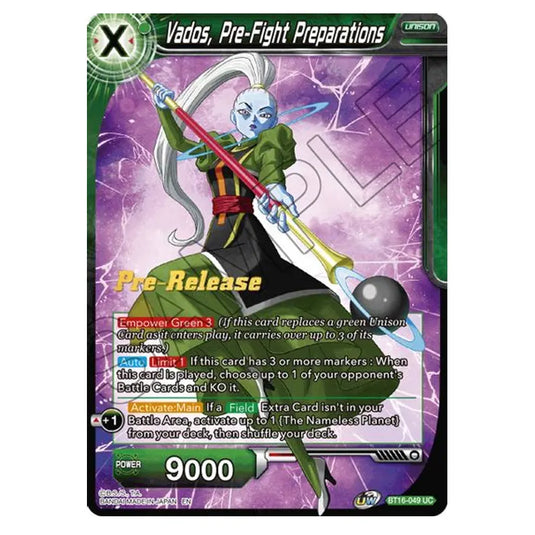 Dragon Ball Super - B16 - Realm Of The Gods - Pre-release - Vados, Pre-Fight Preparations - BT16-049 (Foil)