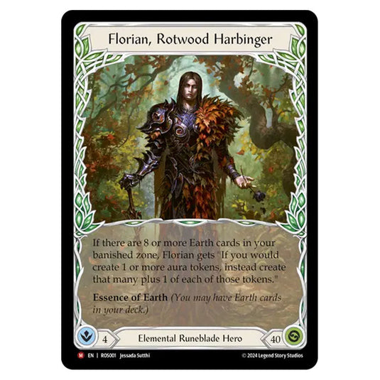 Florian, Rotwood Harbinger ROS001-CF card from the Flesh & Blood set Rosetta