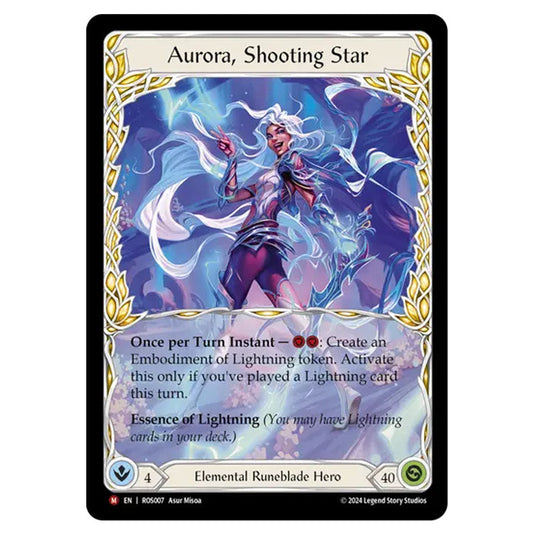 Aurora, Shooting Star ROS007 card from the Flesh & Blood set Rosetta