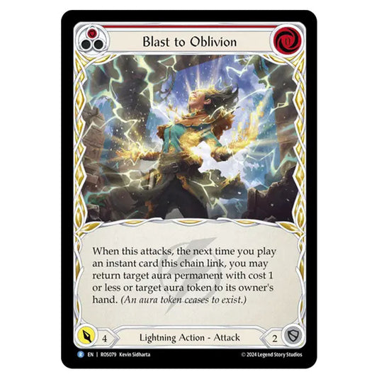 Blast to Oblivion (Red) ROS079 card from the Flesh & Blood set Rosetta