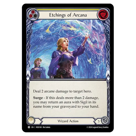 Etchings of Arcana (Yellow) ROS190 card from the Flesh & Blood set Rosetta