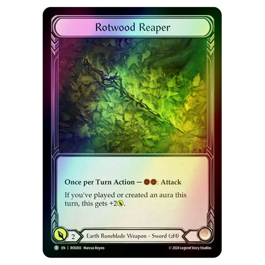 Rotwood Reaper // Staff of Verdant Shoots ROS003/ROS015 card from the Flesh & Blood set Rosetta