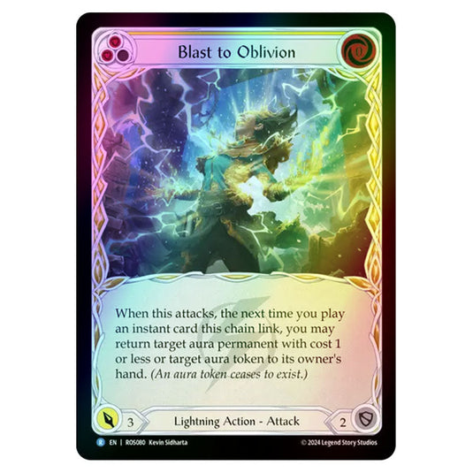 Blast to Oblivion (Yellow) ROS080-RF card from the Flesh & Blood set Rosetta