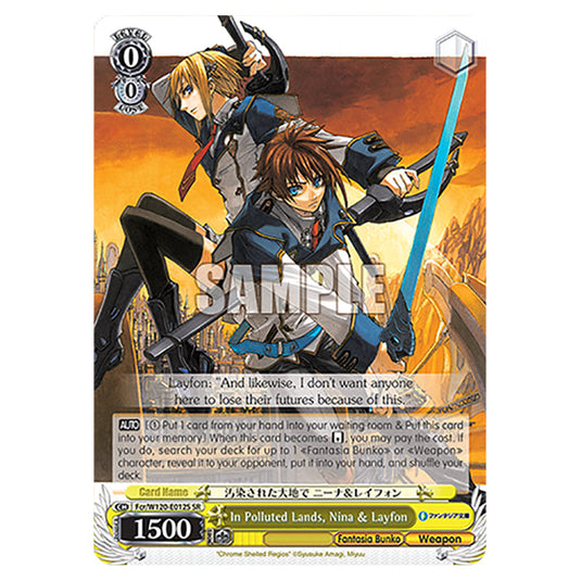 In Polluted Lands, Nina & Layfon Fcr/W120-E012S card from the Weiss Schwarz set Fujimi Fantasia Bunko Vol.2