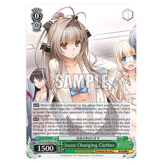 Isuzu Changing Clothes Fab/W120-E044S card from the Weiss Schwarz set Fujimi Fantasia Bunko Vol.2