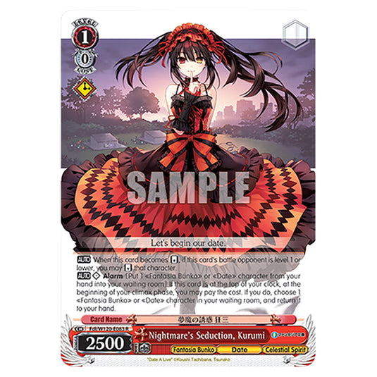 Nightmare's Seduction, Kurumi Fdl/W120-E083 card from the Weiss Schwarz set Fujimi Fantasia Bunko Vol.2