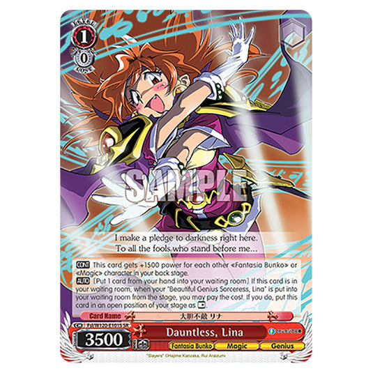 Dauntless, Lina Fsl/W120-E101S card from the Weiss Schwarz set Fujimi Fantasia Bunko Vol.2
