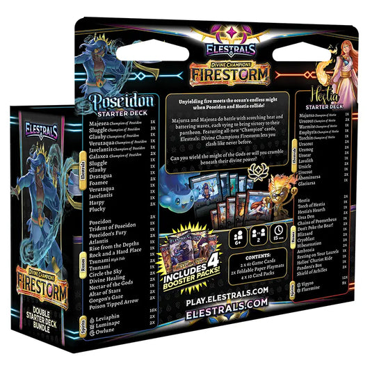 Elestrals TCG - Divine Champions - Firestorm - Double Starter Deck Bundle - Hestia VS Poseidon