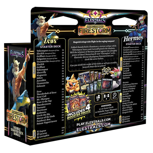 Elestrals TCG - Divine Champions - Firestorm - Double Starter Deck Bundle - Hermes VS Zeus