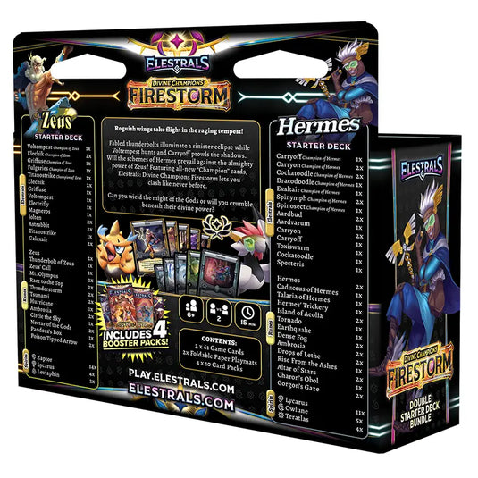 Elestrals TCG - Divine Champions - Firestorm - Double Starter Deck Bundle - Hermes VS Zeus