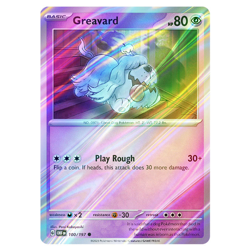 Pokemon - Scarlet & Violet - Obsidian Flames - Greavard (Cosmo Holo) - Pokemon - Scarlet & Violet - Obsidian Flames - Greavard (Cosmo Holo) -