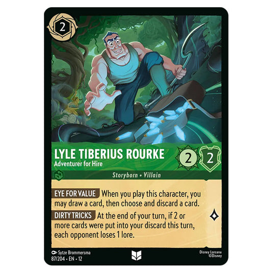 Lyle Tiberius Rourke - Adventurer for Hire 87/204 card from the Lorcana set Wilds Unknown