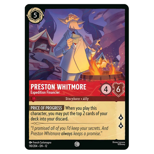 Preston Whitmore - Expedition Financier 110/204 card from the Lorcana set Wilds Unknown
