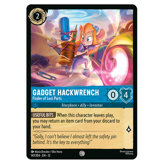 Gadget Hackwrench - Finder of Lost Parts 147/204 card from the Lorcana set Wilds Unknown