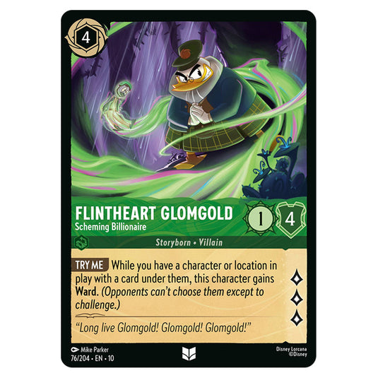 Flintheart Glomgold - Scheming Billionaire 76/204 card from the Lorcana set Whispers in the Well