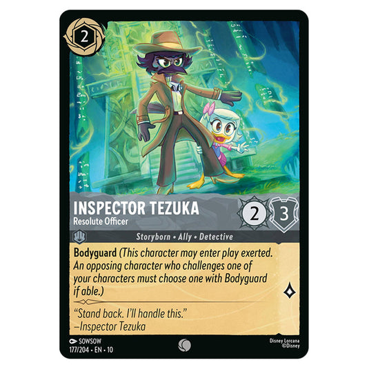 Inspector Tezuka - Resolute Officer 177/204 card from the Lorcana set Whispers in the Well