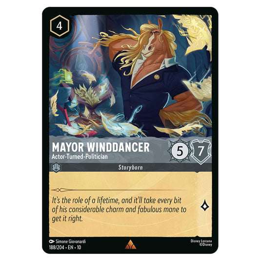 Mayor Winddancer - Actor‐Turned‐Politician 188/204 card from the Lorcana set Whispers in the Well