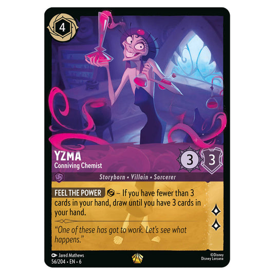 Yzma - Conniving Chemist 56/204 card from the Lorcana set Azurite Sea