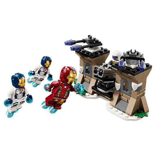 Completed LEGO Iron Man & Iron Legion vs. Hydra Soldier set with minifigures