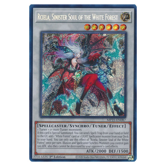 Rciela, Sinister Soul of the White Forest MP25-EN087 card from the Yu-Gi-Oh! set 2025 Mega Pack