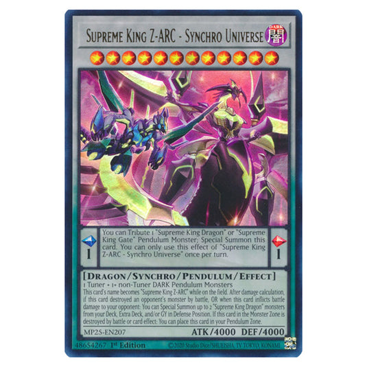 Supreme King Z-ARC - Synchro Universe MP25-EN207 card from the Yu-Gi-Oh! set 2025 Mega Pack
