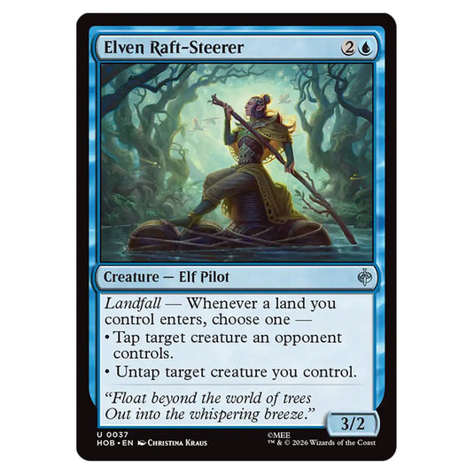 Elven Raft-Steerer 0037 card from the Magic The Gathering set The Hobbit