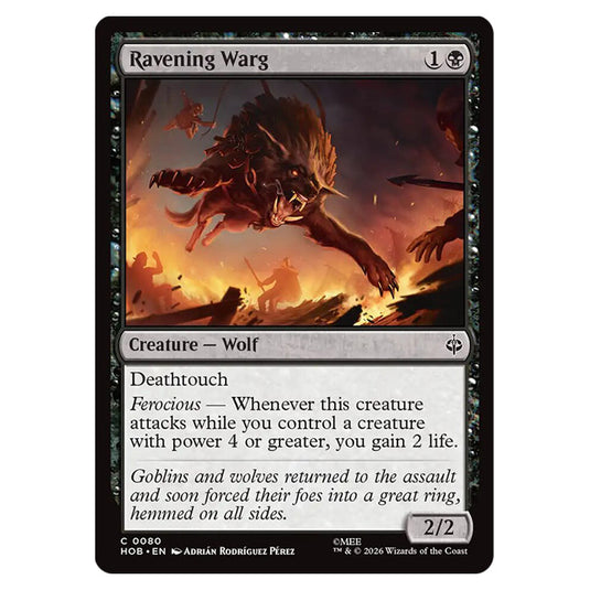 Ravening Warg 0080 card from the Magic The Gathering set The Hobbit
