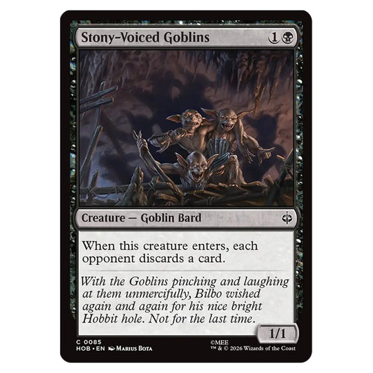 Stony-Voiced Goblins 0085 card from the Magic The Gathering set The Hobbit