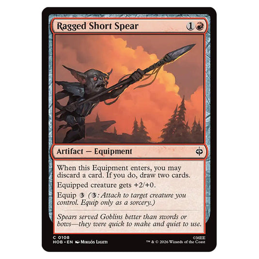 Ragged Short Spear 0108 card from the Magic The Gathering set The Hobbit