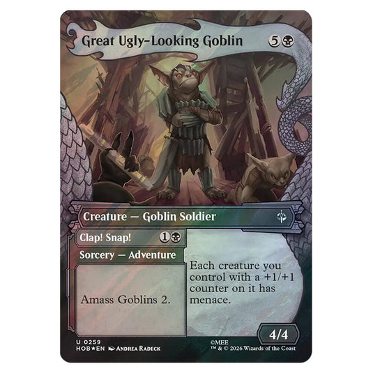 Great Ugly-Looking Goblin // Clap! Snap! 0259 card from the Magic The Gathering set The Hobbit