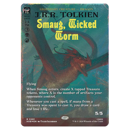 Smaug, Wicked Worm 0281 card from the Magic The Gathering set The Hobbit