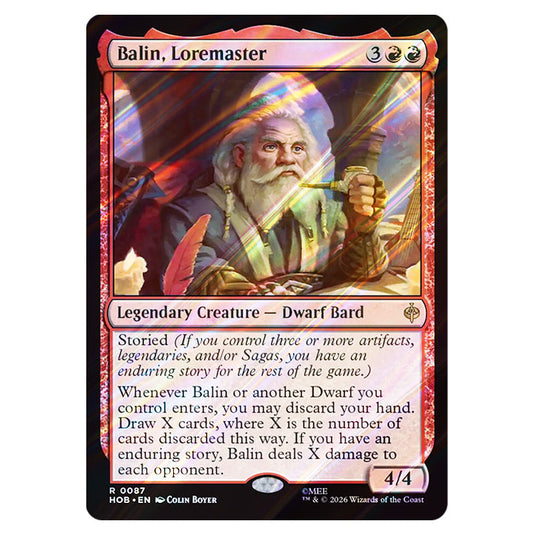 Balin, Loremaster 0087 card from the Magic The Gathering set The Hobbit