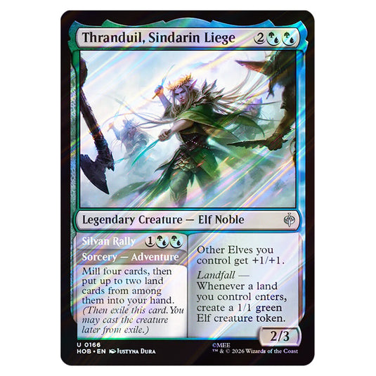 Thranduil, Sindarin Liege // Silvan Rally 0166 card from the Magic The Gathering set The Hobbit