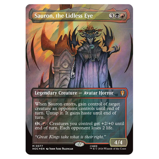 Sauron, the Lidless Eye 0077 card from the Magic The Gathering set The Hobbit Eternal