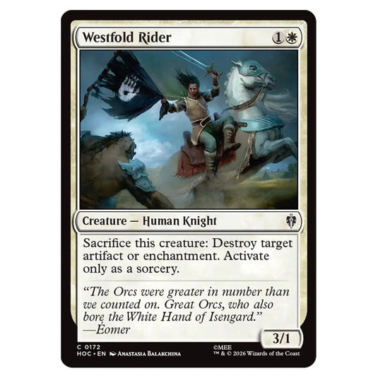 Westfold Rider 0172 card from the Magic The Gathering set The Hobbit Eternal
