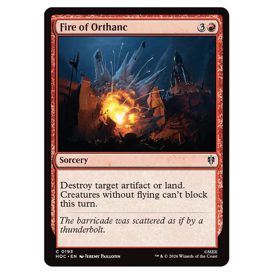 Fire of Orthanc 0193 card from the Magic The Gathering set The Hobbit Eternal