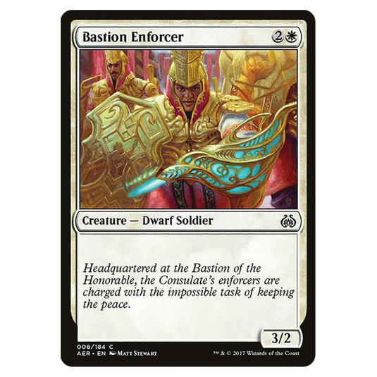 Bastion Enforcer 008 card from the Magic The Gathering set Aether Revolt