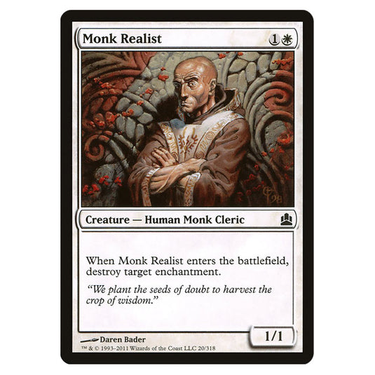 Monk Realist 20 card from the Magic The Gathering set Commander 2011