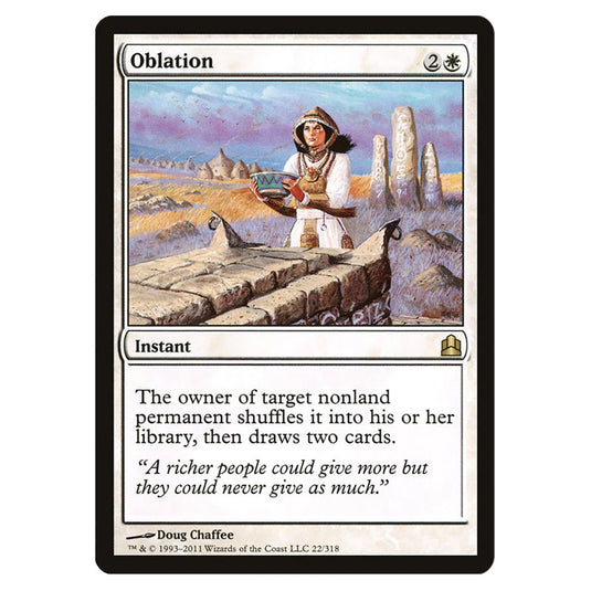 Oblation 22 card from the Magic The Gathering set Commander 2011